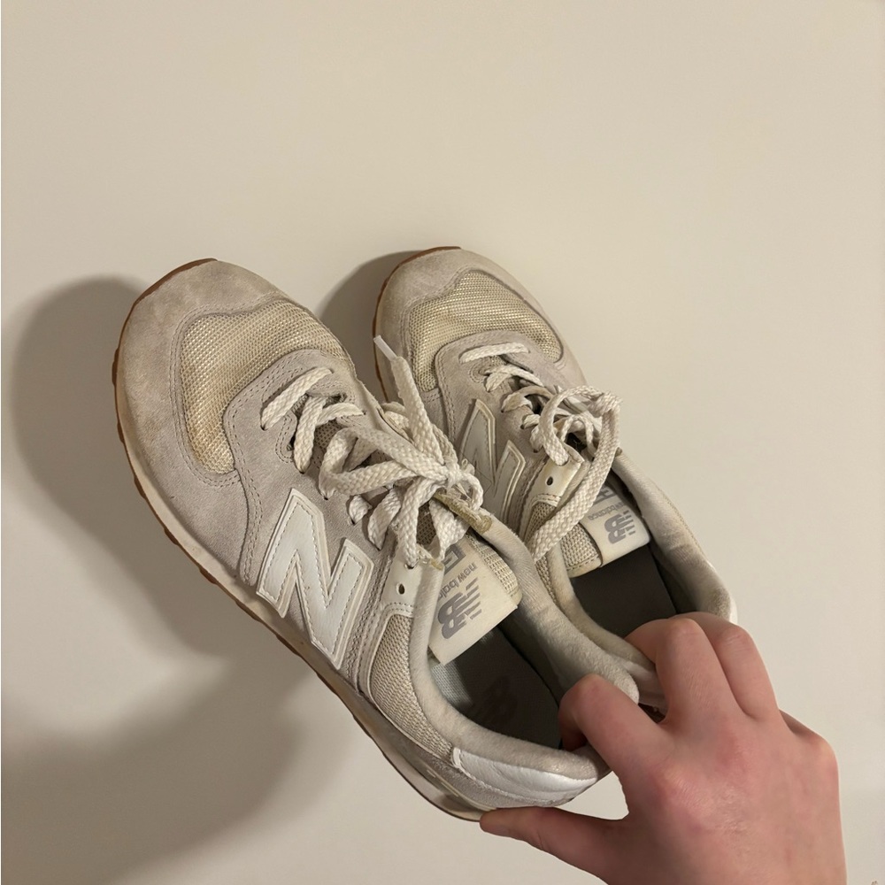 New Balance Off-White and Cream Casual Sneakers